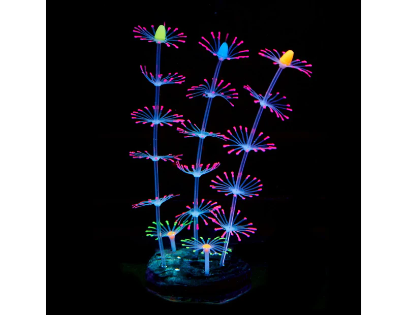 Strip Coral Plant Ornament Glowing Effect Silicone Artificial Decoration For Fish Tank, Aquarium Landscape-Pink