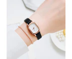 Fashion Women Leather Sports Watch Luxury 2 PCS /Set With Bracelet Rose Rhinestone Dress Quartz Clock Ladies Wrist Watch Gift - 2pc Red Set