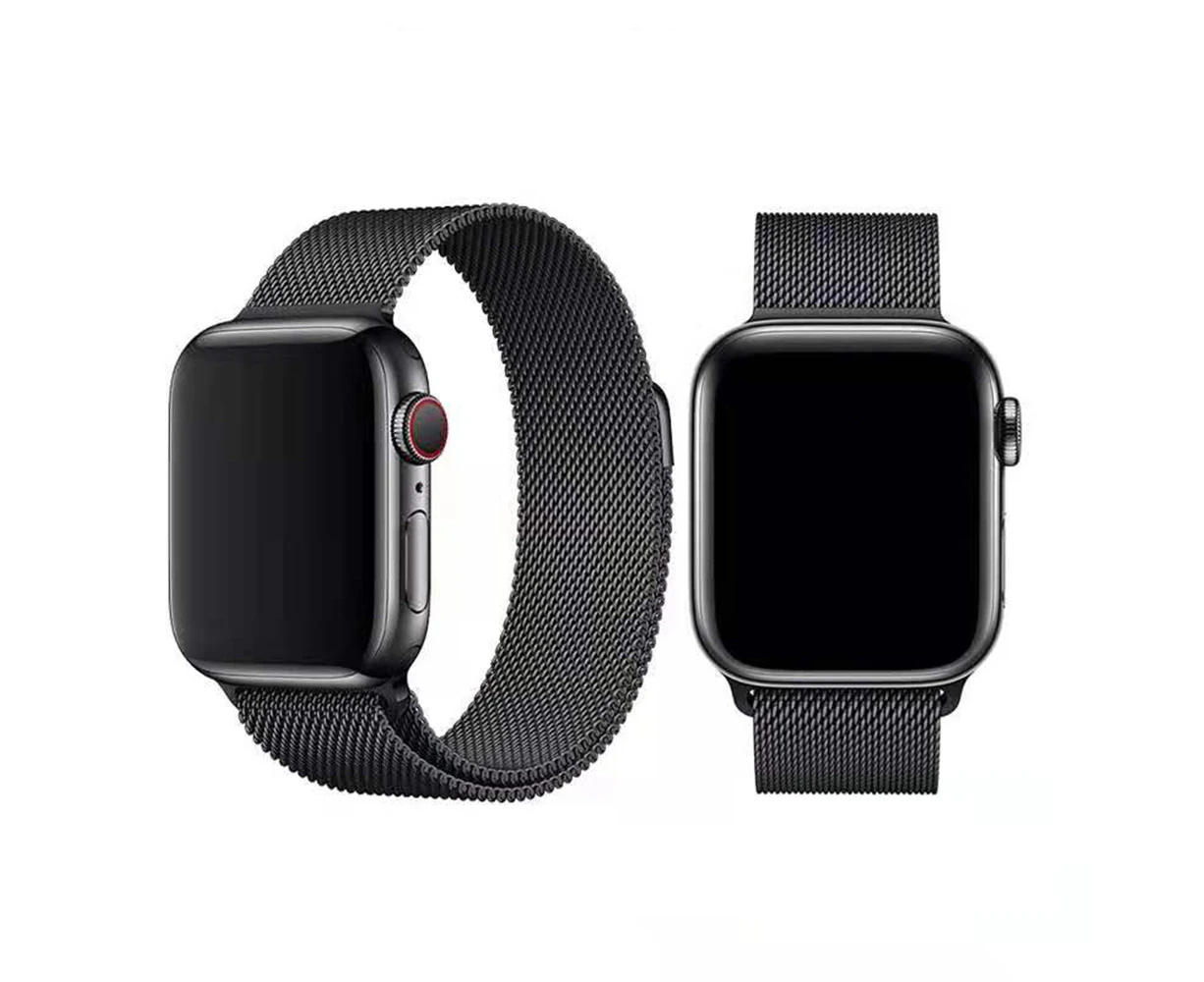 RITCHE Metal Mesh Watch Watch Band With Steel Magnetic Absorption Loop For Apple Watch (Black)