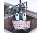 Kitchen Sink Caddy Sponge Holder Silicone Plastic Soap Holder Hanging Ajustable Strap Faucet Caddy with Drain Holes for Drying