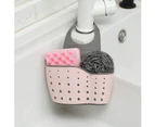 Kitchen Sink Caddy Sponge Holder Silicone Plastic Soap Holder Hanging Ajustable Strap Faucet Caddy with Drain Holes for Drying