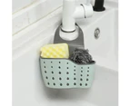 Kitchen Sink Caddy Sponge Holder Silicone Plastic Soap Holder Hanging Ajustable Strap Faucet Caddy with Drain Holes for Drying