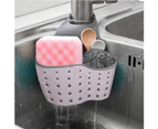 Kitchen Sink Caddy Sponge Holder Silicone Plastic Soap Holder Hanging Ajustable Strap Faucet Caddy with Drain Holes for Drying