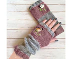 1 Pair Extended Wrist Stretchy Women Gloves Comfy Embroidery Bird Crochet Fingerless Gloves Wrist Warmers Style6