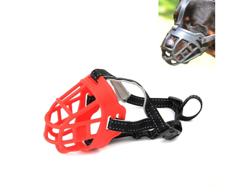 Mesh Breathable Silicone Anti-bite and Anti-call Pet Muzzle, Specification: Number 4(Red)