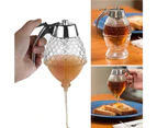 Honey Dispenser No Drip Glass - Maple Syrup Dispenser - Beautiful Honeycomb Shaped Honey Pot