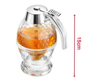 Honey Dispenser No Drip Glass - Maple Syrup Dispenser - Beautiful Honeycomb Shaped Honey Pot