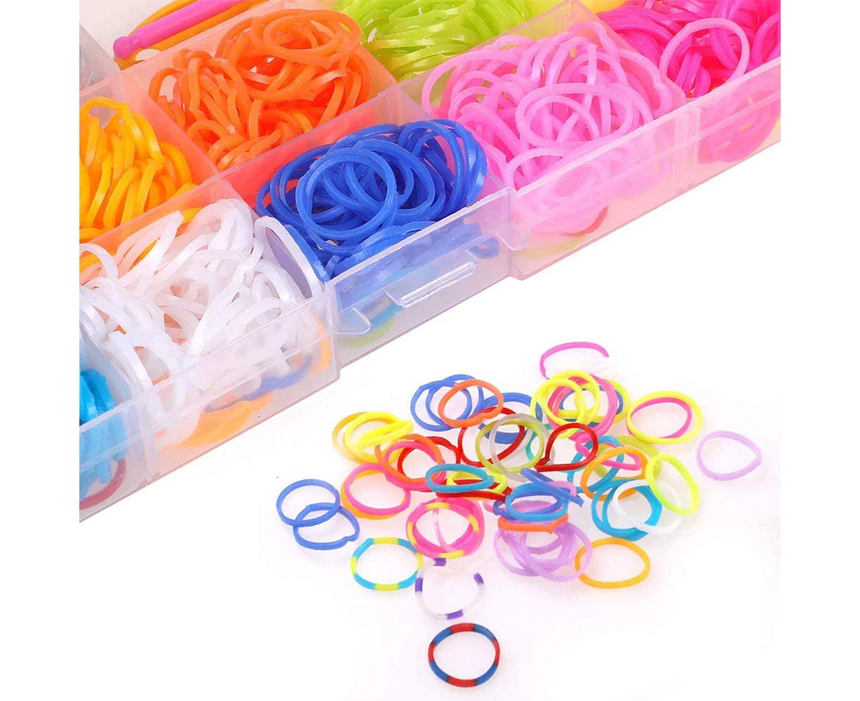 600 Pieces Loom Bands Set, Rubber Loom Bands Box Starter Kit DIY Rubber Band Craft Box