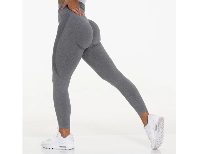 Women Gym Yoga Seamless Pants Sports Stretchy High Waist Athletic Exercise Fitness Leggings Pants Light Grey