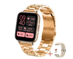 For Xiaomi Huawei Bluetooth Calling Smart Watch Women Men Custom Watch Face Sports Fitness Tracker Waterproof Ladies Smartwatch - Steel strip gold