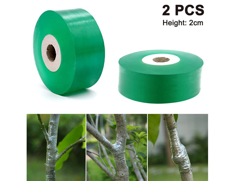 2 PCS Grafting Tape , Stretchable Garden Grafting Tape Plants Repair Tapes for Floral Fruit Tree and Poly Budding Tape - Green