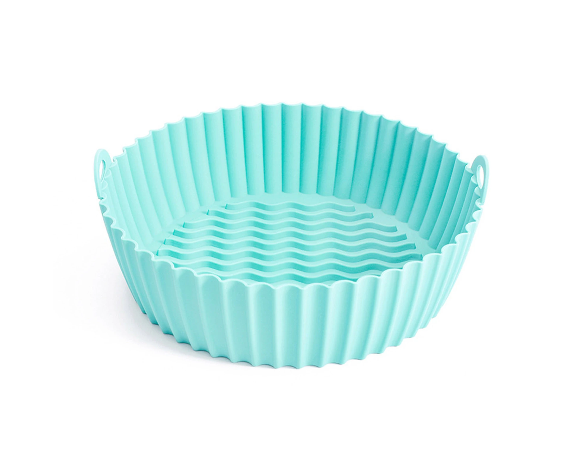 Baking Pan Reusable Non-stick Silicone Air Fryers Oven Baking Tray Fried Pizza Chicken Basket Airfryers Accessories -Mint Green 8.5inch