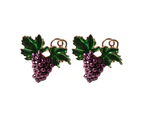 2Pcs Napkin Ring Refreshing Fine Workmanship Dining Table Supplies Summer Purple Grape Napkin Holder for Party-Golden