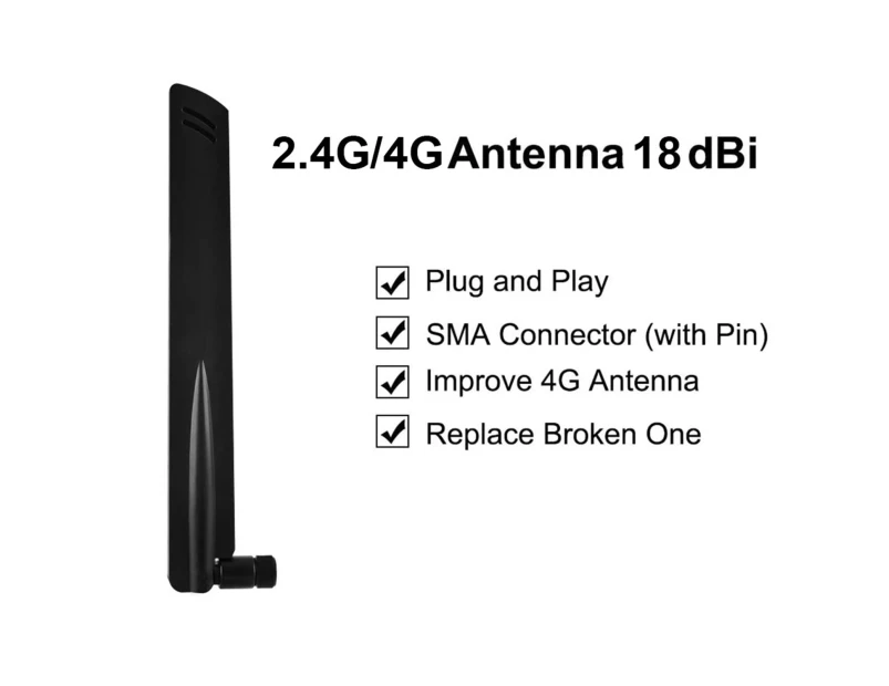 Uedai Wireless Antenna Dual-band High Gain Universal 18 dBi 2.4G/4GHz SMA Male WiFi Aerial Booster for Router - Black