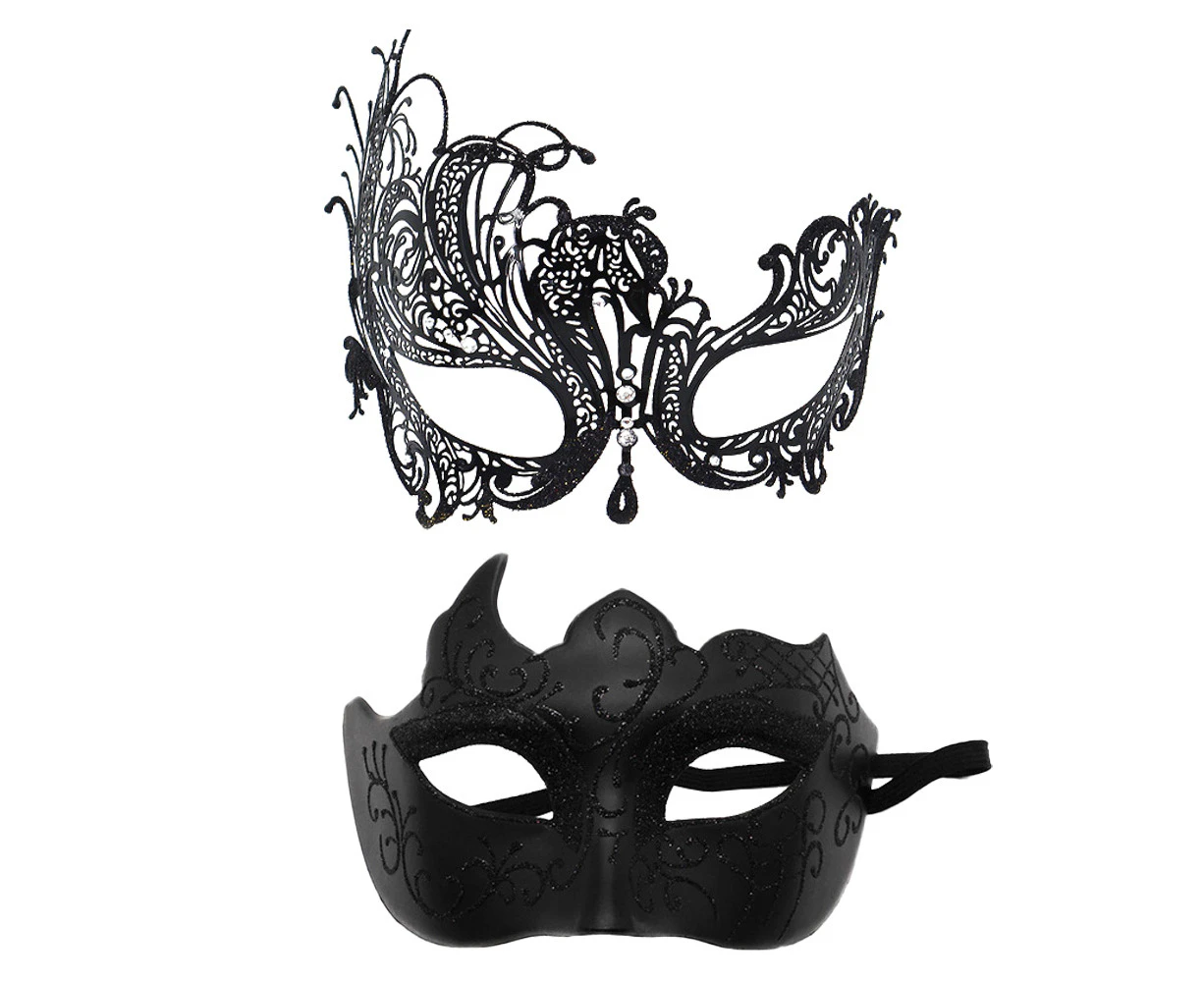 Couples Pair Mardi Gras Masquerade Masks Set Party Costume Accessory, Vintage Masquerade Mask,Style 4