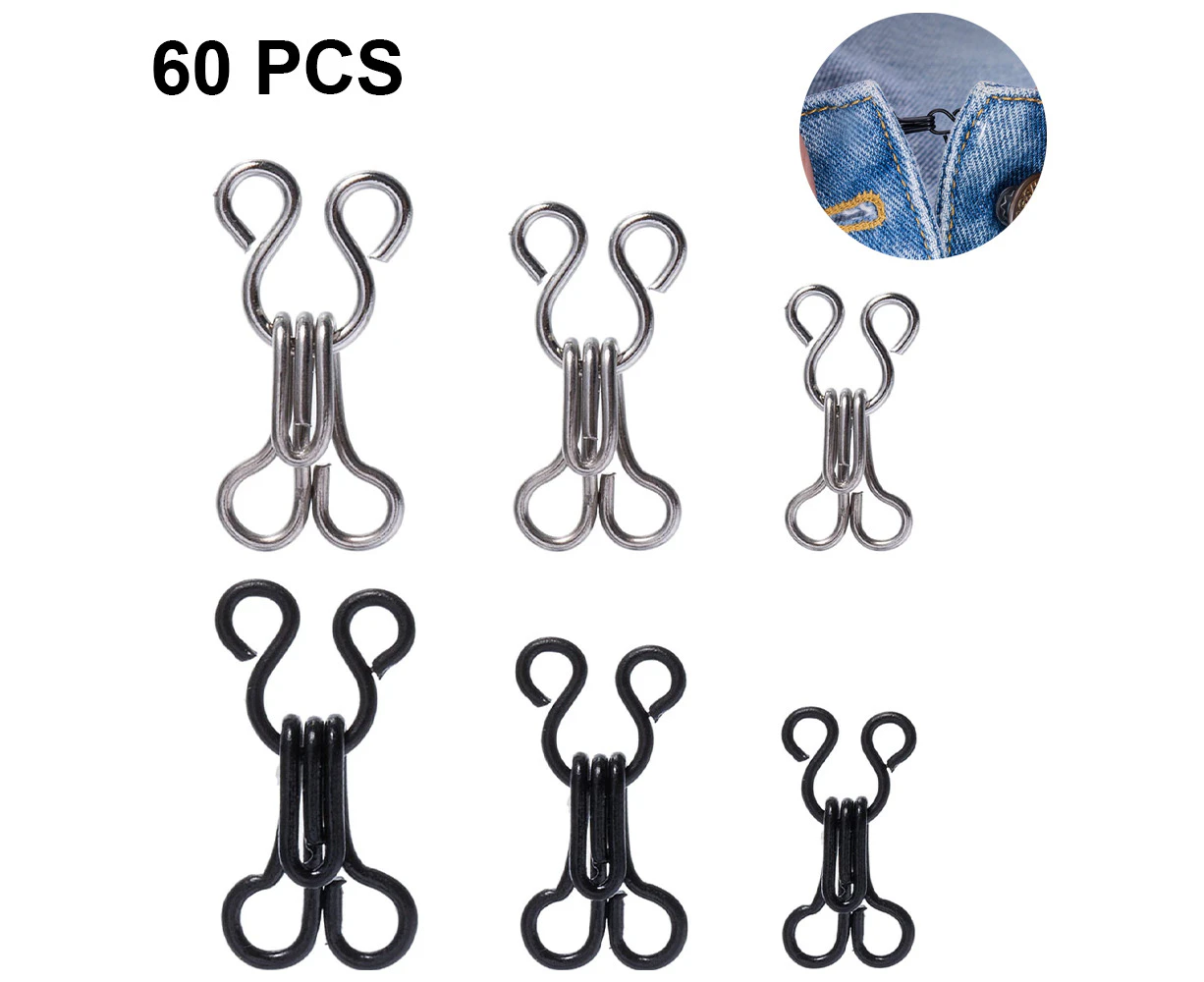 60 Set Sewing Hook and Eye Latch for Clothing,Hooks Replacement, Large Hooks and Eyes Closure, 3 Sizes 12/14/17mm