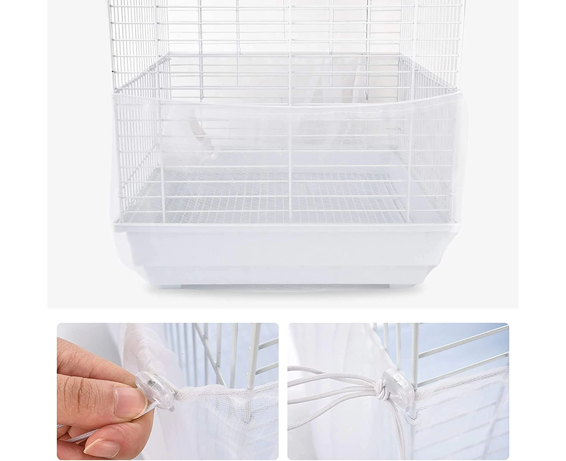 Cage Cover, Bird Cage Covers Mesh Cover Protection Cage, Foldable Mesh Flexible Contraction for Parrot Parakeets Canaries