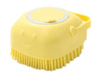 Bath Brush Soft Silicone Shampoo Brush , Fur Grooming Cleaning Brush Soft Shampoo Dispenser,Yellow