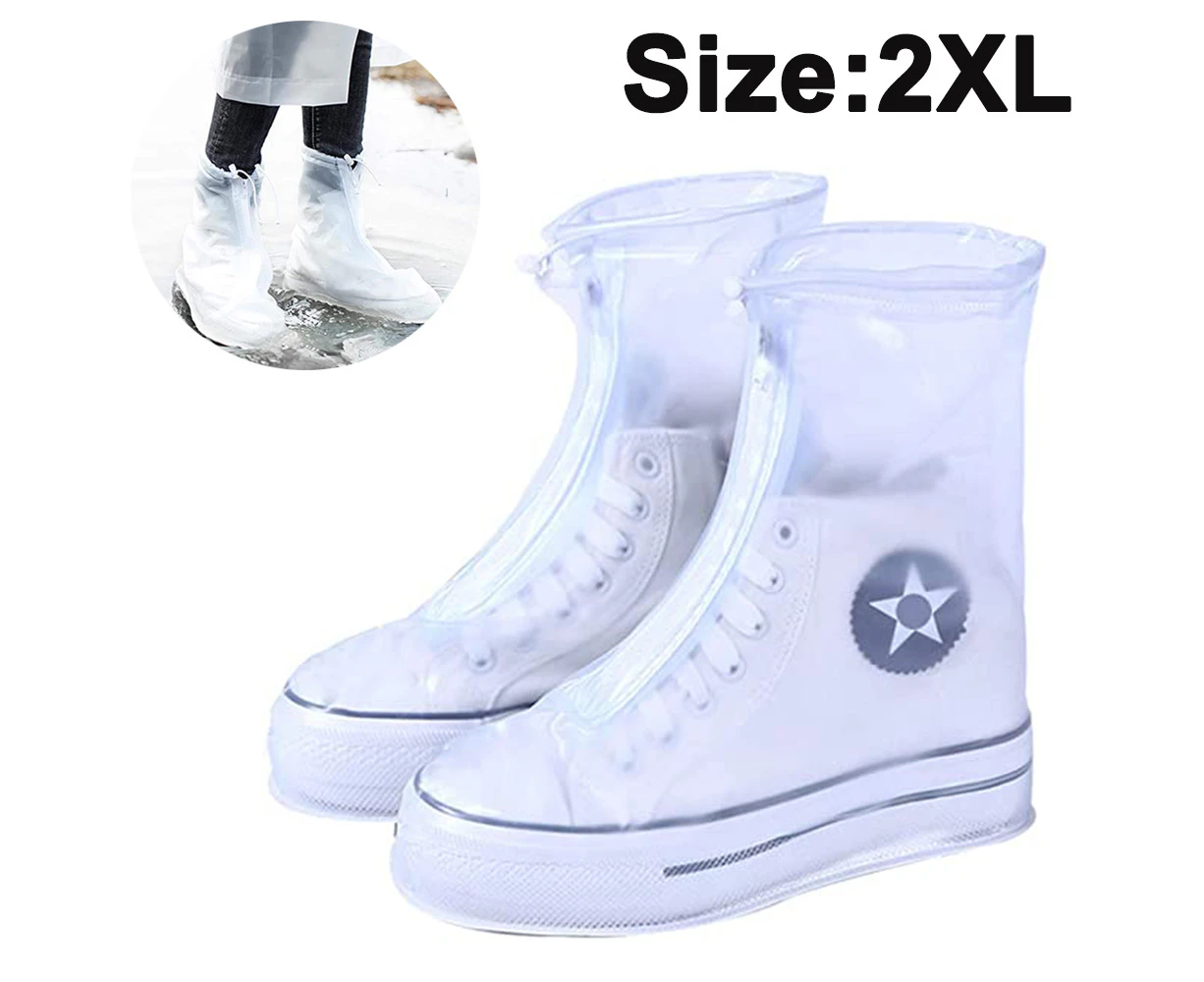 Non-slip rain boot cover|Non-slip and wear-resistant rain shoe cover - white XXL