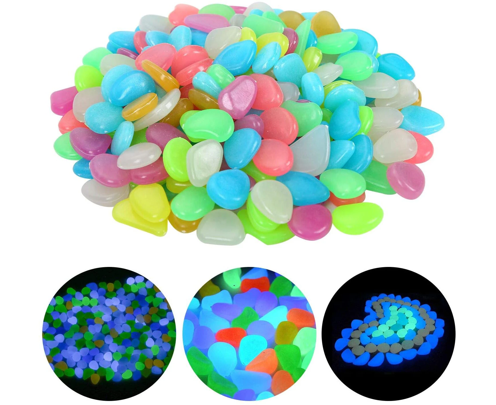 100 Pack Colorful Glow Stone Pebbles Luminescent Pebbles Luminescent Pebbles Glow In The Dark Pebbles For Aquarium Garden (Mixed Colors)