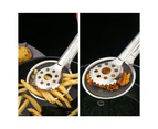 Food Tongs Non-slip 2 in 1 Stainless Steel Oil Filtering Barbecue Tongs for Restaurant - Stainless Steel