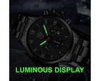 Fashion Mens Watches Men Sports Luminous Clock Stainless Steel Quartz Wrist Watch Man Business Casual Leather Watch reloj hombre - Steel Black Gold