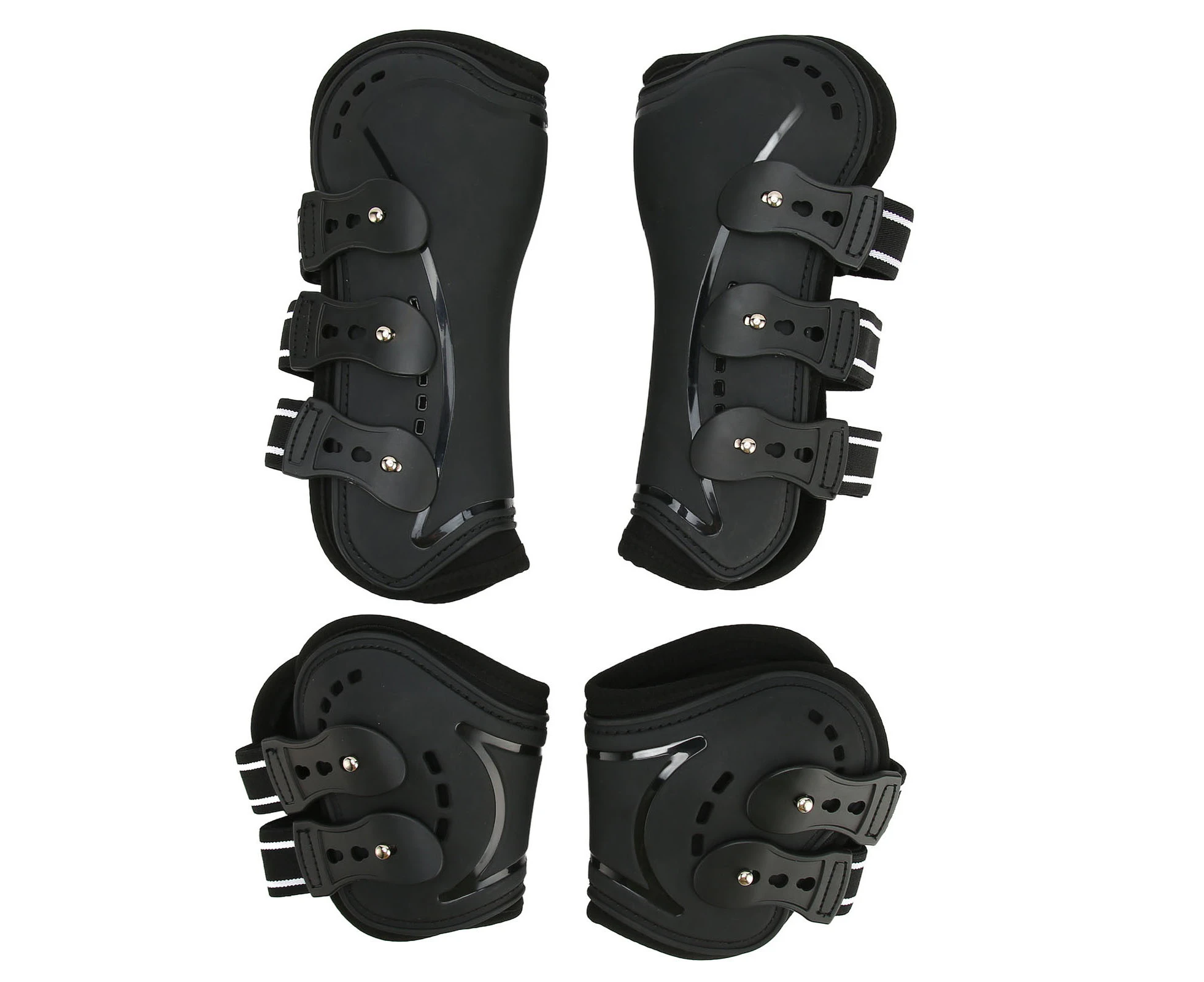 Horse Front Hind Leg Boots Shock Absorption Breathable Open Front Pu Shell Horse Tendon Boots For Jumping Show Riding L