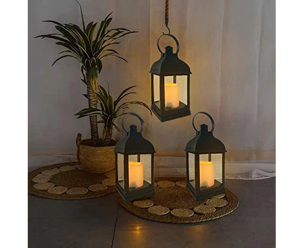 Decorative Lanterns with Timer Flameless Candle Using Battery for 11''H Outdoor and Indoor Hanging,Lantern Decor