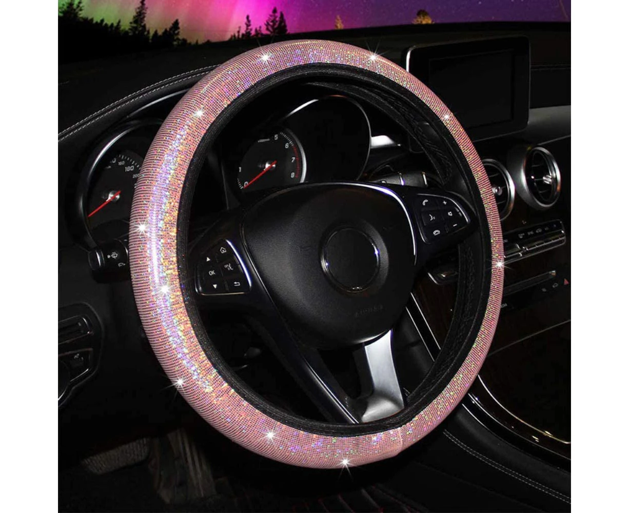 Cute Soft Colorful Bling Bling Steering Wheel Cover for Women Girls, Universal 15 Inch, Fit Suvs, Vans, sedans, Cars