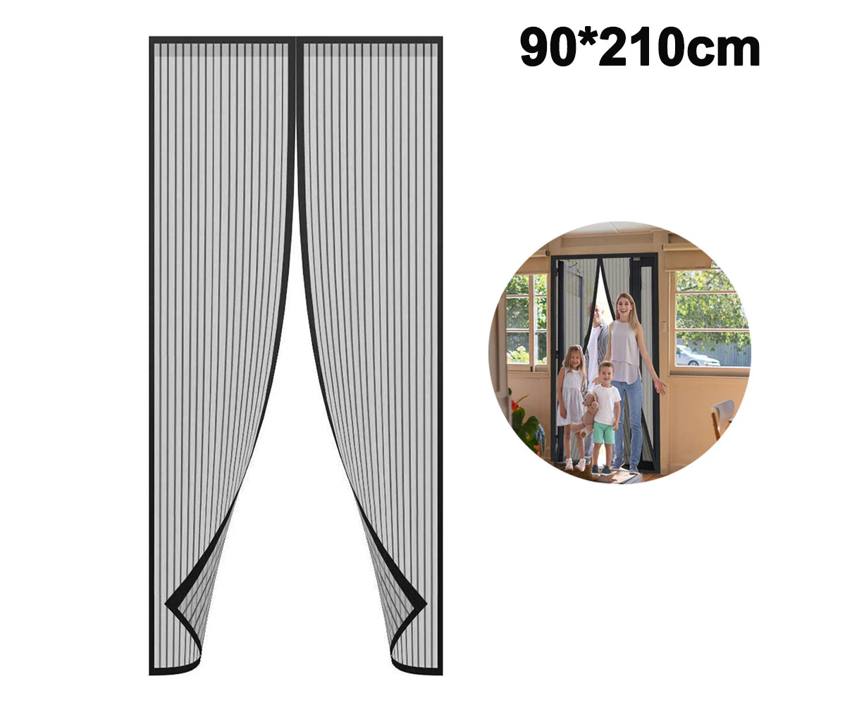 Magnetic door curtain|90*210cm Magnetic Button Door Curtain-Black