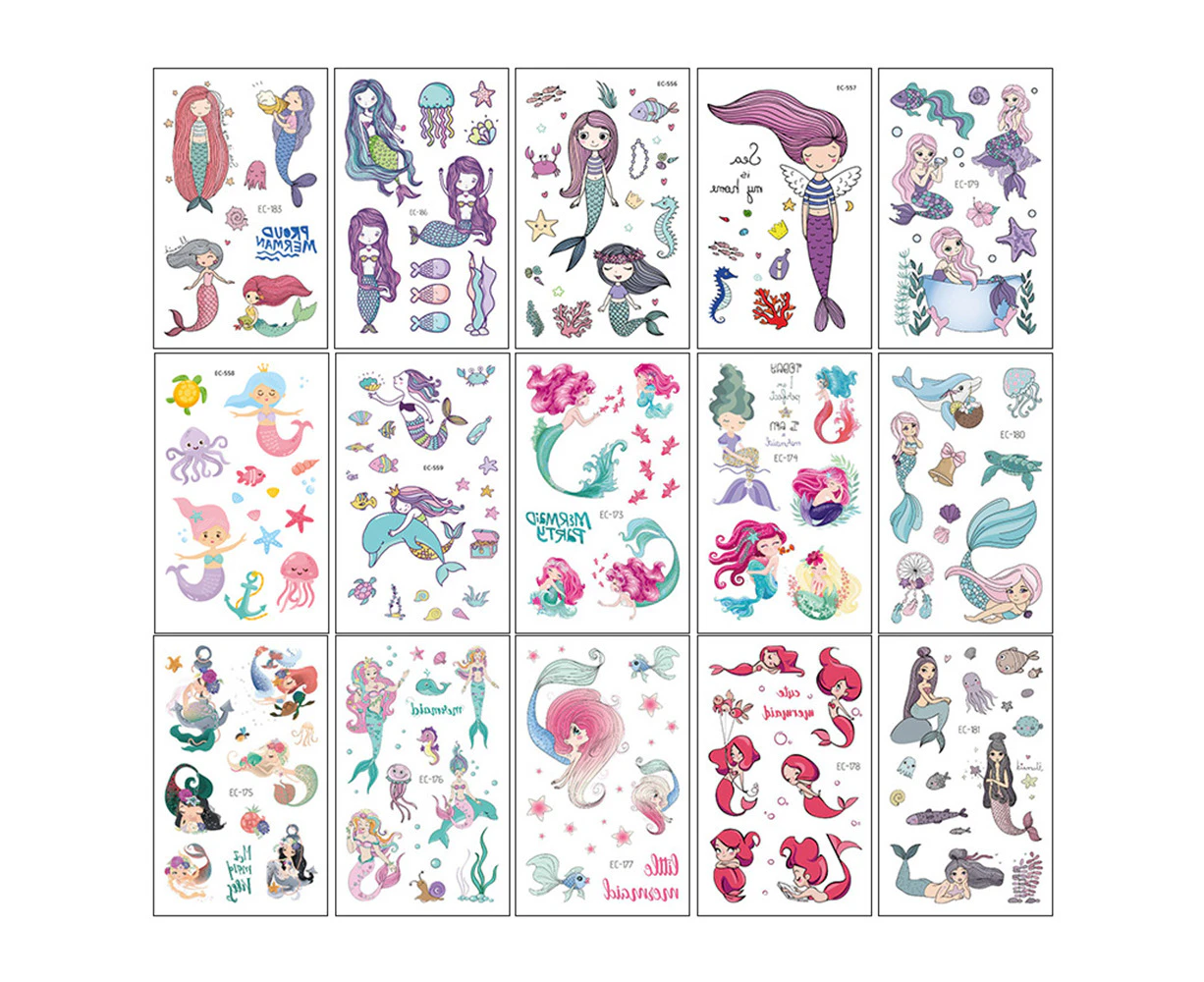 Tattoo Stickers|15 Tattoo Stickers - Mermaid Set