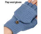 Solid Color Gloves Stripe Dual Purpose Gloves Woolen Thermal Gloves,Blue