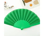 Dance Fan Summer Decorative Plastic Frame Portable Handheld Folding Fabric Fan Photography Props-Green