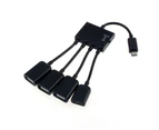 4 Port Micro USB Power Charging OTG HUB Cable For Smartphone Table Keyboard Mouse Card Reader USB Hub Black