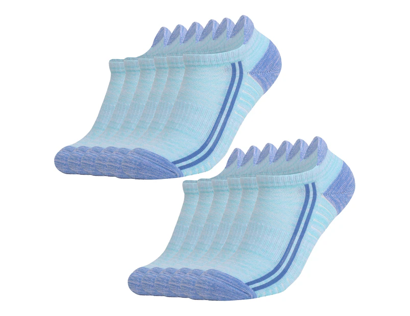 6 Pairs Womens Ankle Athletic Breathable Elastic Cotton Non-Slip Casual Cotton Socks for Outdoor-Lighe Blue