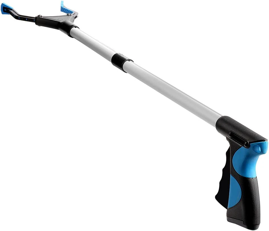 32" Foldable Grabber Reacher for Elderly, Lightweight Extra Long Handy Trash Claw Grabber, Reaching Assist Tool for Trash Pick Up, Arm Extension (Blue)