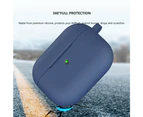 For Apple Airpods Pro 2 2022 Shockproof Silicon slim Skin Charging case Rubber Cover with Hook - Dark Blue