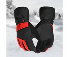 1 Pair Children Winter Thicken Ski Windproof Mittens Adjustable Cycling Gloves Black   Red