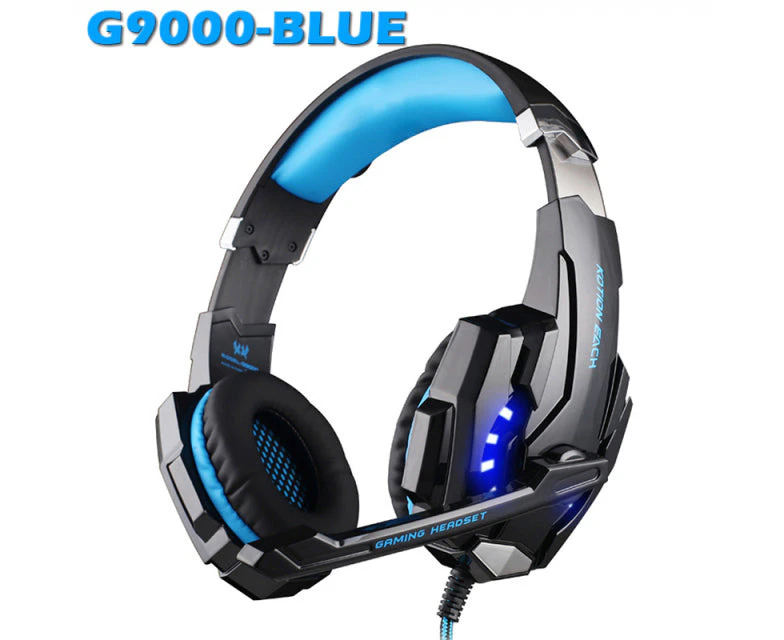 Game Headphones Gaming Headsets Bass Stereo Over-head Earphone Casque Pc Laptop Microphone Wired Headset For Computer Ps4 Xbox / G9000  Blue