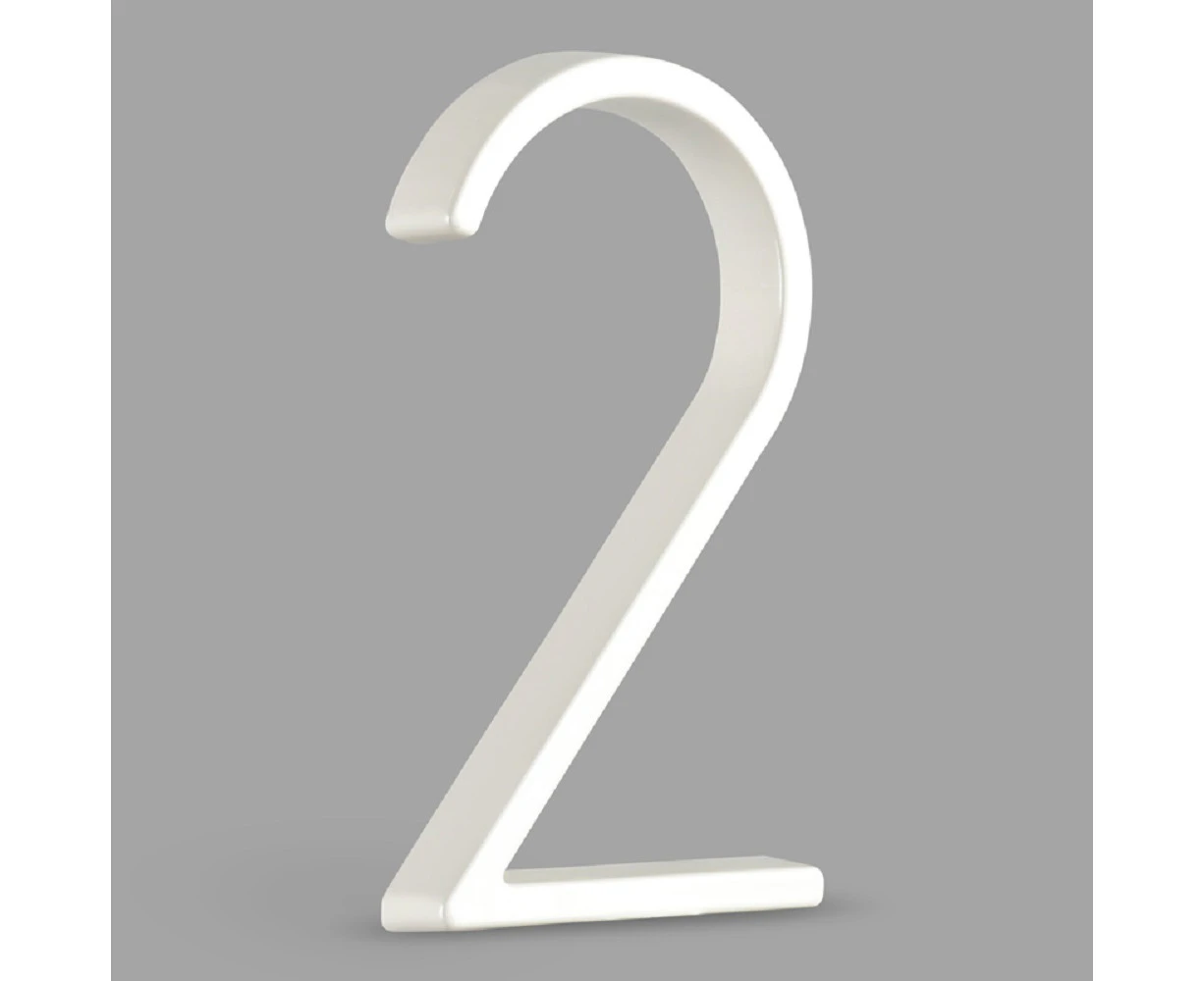 5 inch (12.5 cm) Floating House Number Sign #2, White, Aluminum Alloy