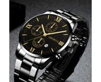 Fashion Simple Men Watch Black Blue Gold Luxury Hollow Steel Mechanical Watch Wrist Clock Retro Wristwatches Relogio Masculino - L brown black