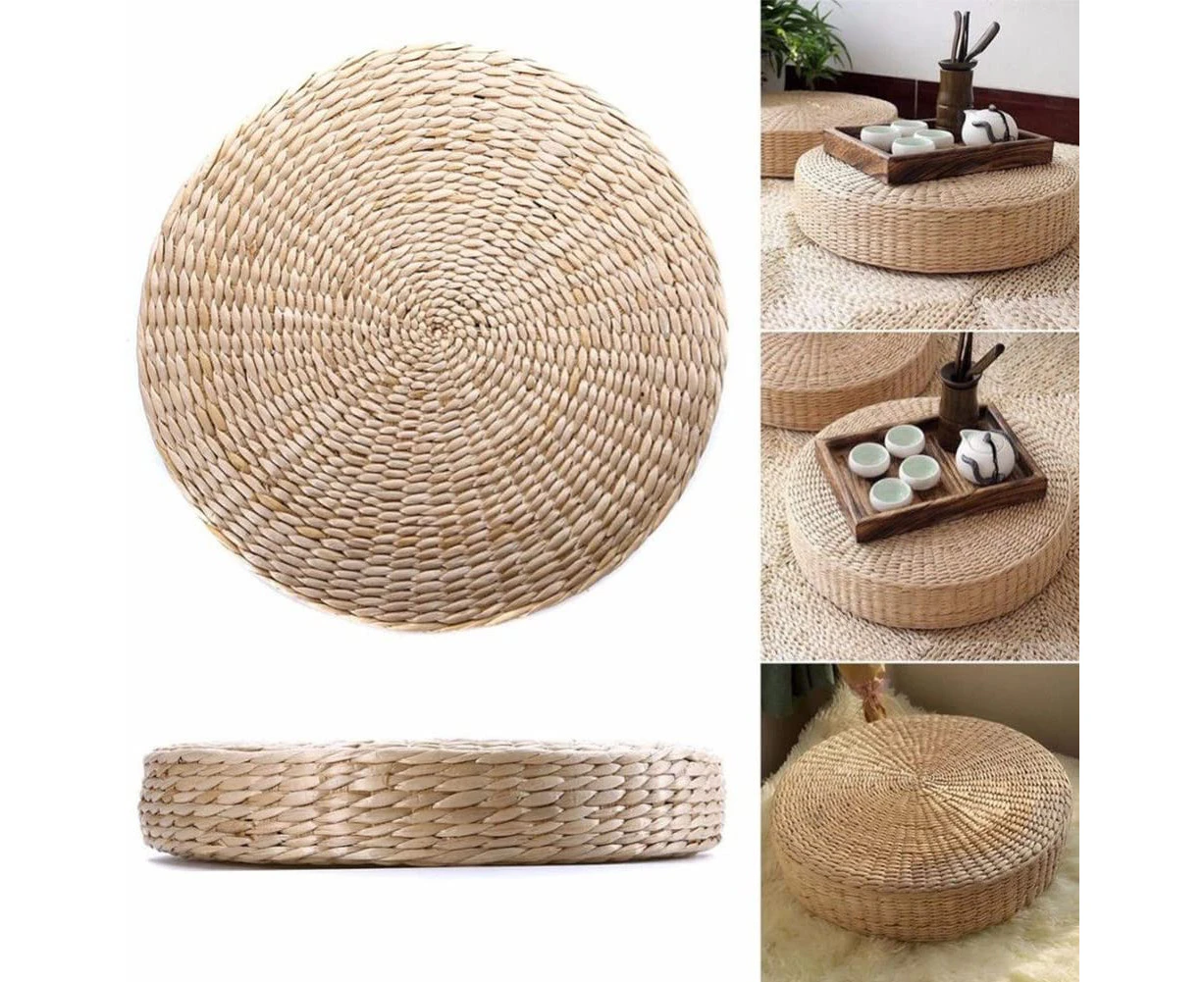 Chair seat mat, grass cushion, cushion, beige, hand made, round, straw fabric cushion, floor mat, yoga, zen, home, garden, patio, decor