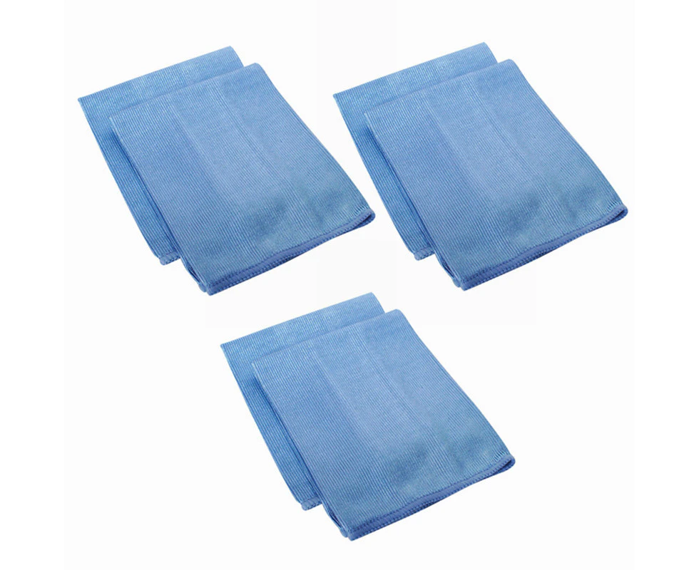 6Pcs Microfibre Glass Cleaning Cloth Car Towel Window Dish Washing 40x40 cm Blue