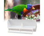 Parrot Feeder with Perch Stick 2 Compartments Leak-proof Feeding Dish Bite Resistant Cage Accessories Bird Trough Pet Water Food Dispenser Bird Supplies