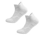 Socks Solid Color Thickening Men Running Football Basketball Short Socks for Sports-White