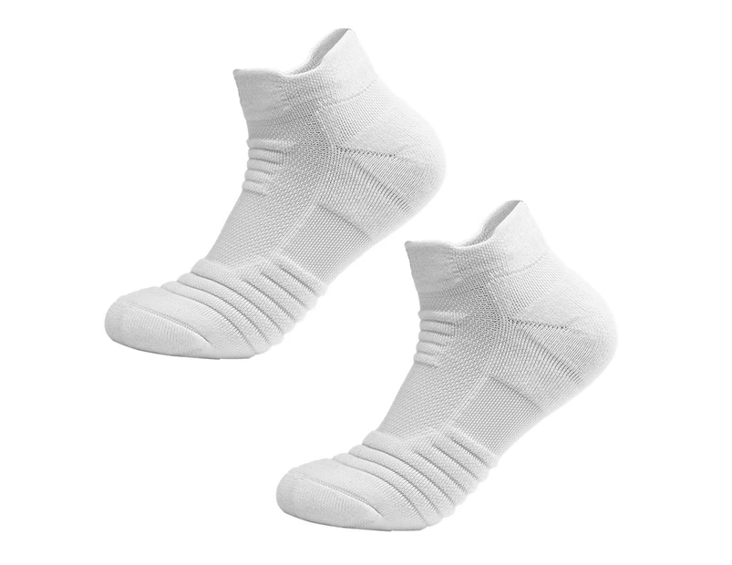 Socks Solid Color Thickening Men Running Football Basketball Short Socks for Sports-White