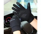 1 Pair Men Gloves Touchscreen Anti-slip Windproof Plush Lining Keep Warm Waterproof Winter Outdoor Cycling Full Finger Gloves for Driving - Black