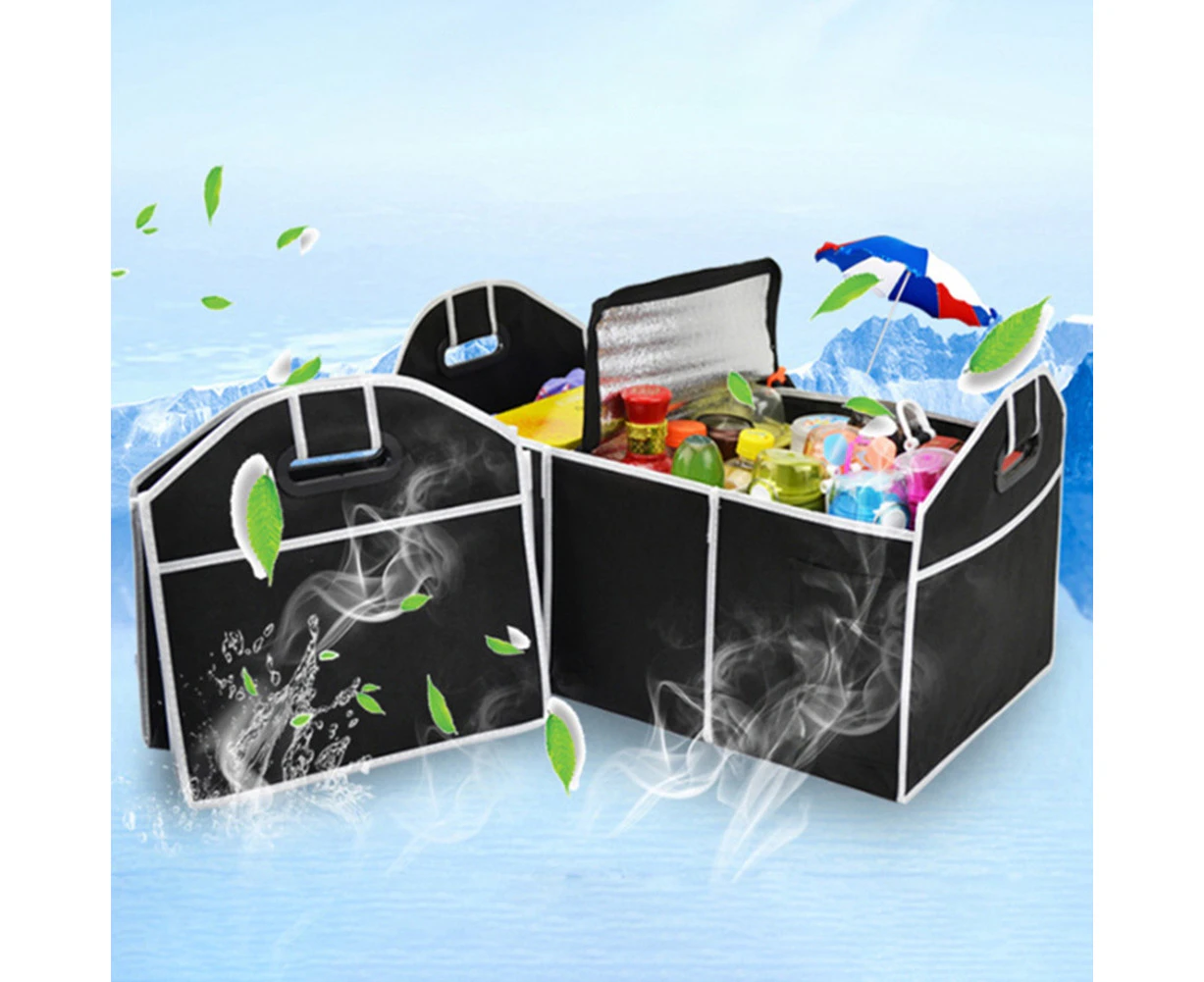 Car Trunk Organizer Toys Food Storage Container Bag Box Vehicle Accessories-Black Non-Woven Fabric