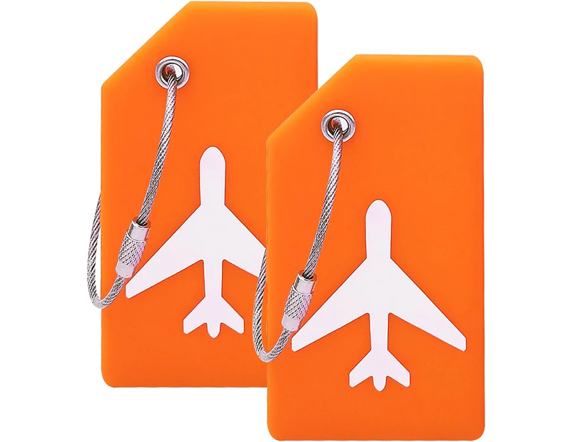 Silicone Luggage Tag With Name ID Card Perfect to Quickly Spot Luggage Suitcase - Orange