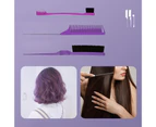 3Pcs/Set Hair Dye Brush Solid Fine Teeth Uniformly Shading Tip Tail Hairdresser Steel Needle Fine Teeth Comb for Beauty-Purple